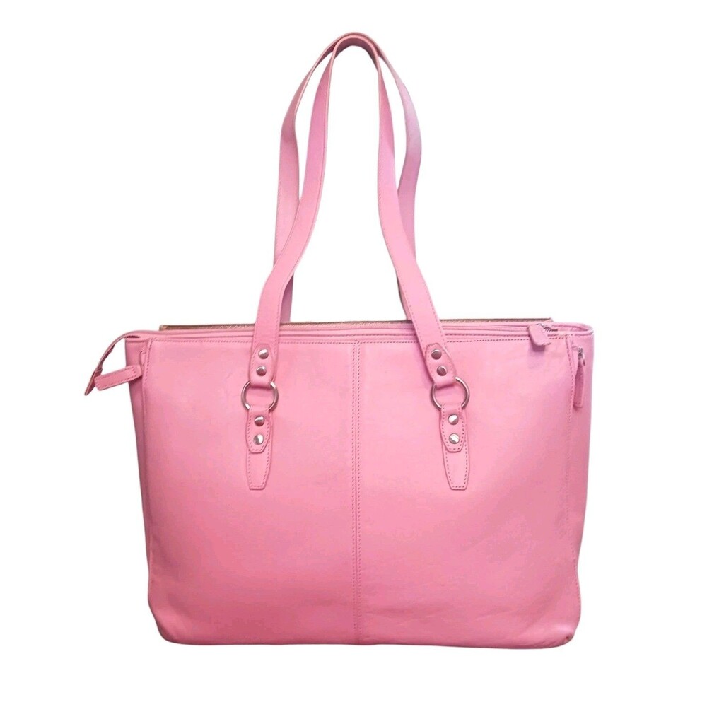 BUXTON Pink MADISON Leather Business Travel Tote Shoulder Bag Laptop Briefcase